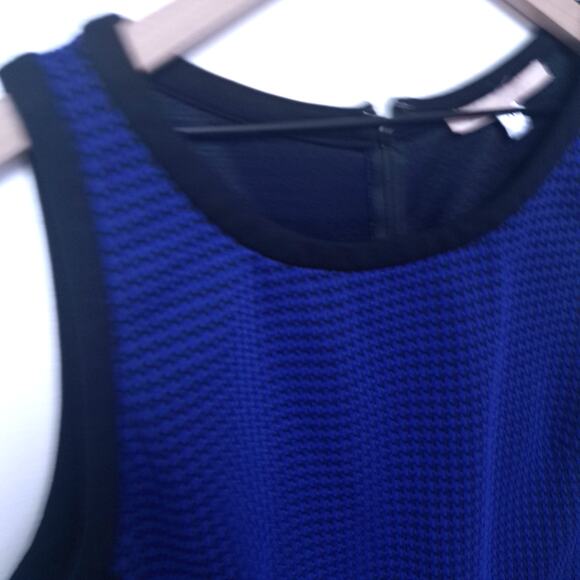 Anthropologie Hutch 1X Knit Sheath Sleeveless Dress Blue Black Houndstooth - Picture 2 of 7